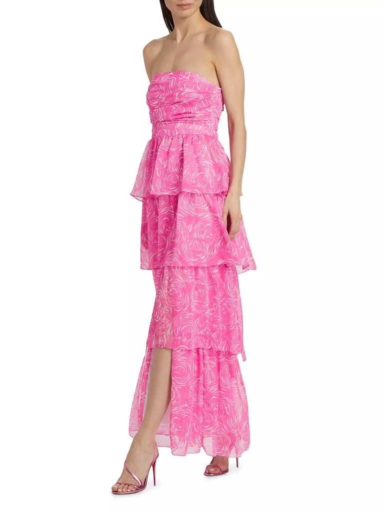 Amanda Uprichard Gaston Tiered Floral Strapless Maxi Dress 2