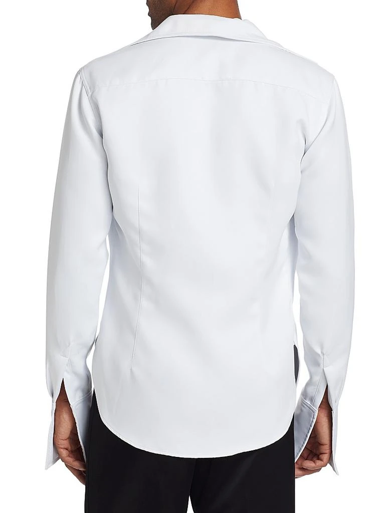 LaQuan Smith Open Chest Matte Satin Dress Shirt 5