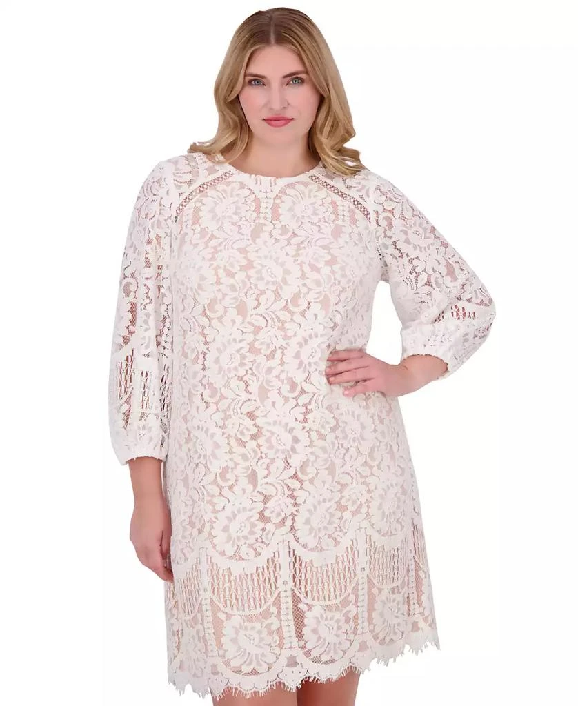 Vince Camuto Plus Size Jewel-Neck Lace Shift Dress 4