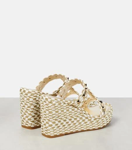 Valentino Rockstud woven wedge sandals 3