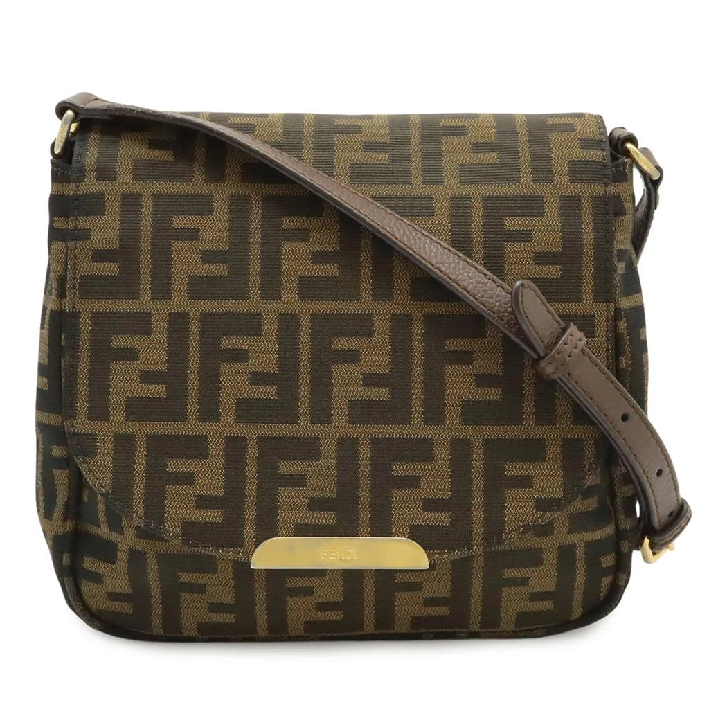 Fendi Zucchino Nylon Canvas Leather Pochette Shoulder Bag (Pre-Owned)