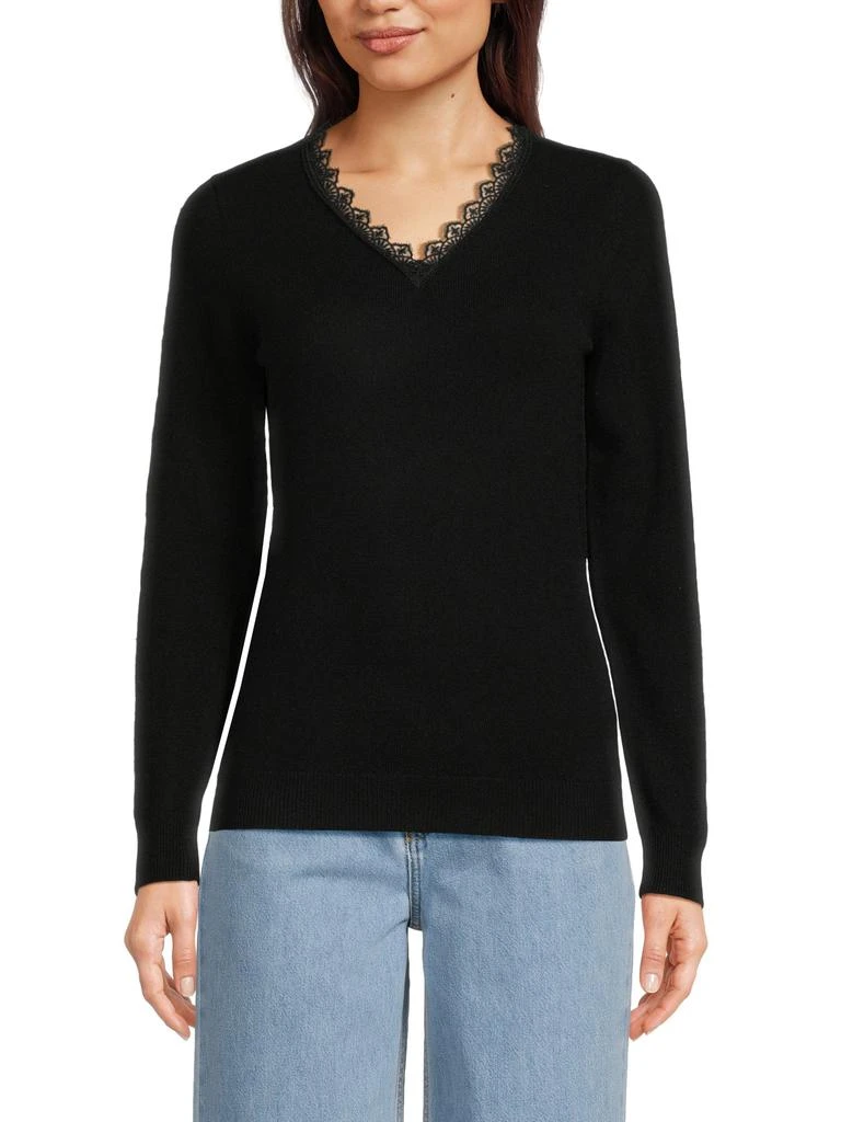 Sofia Cashmere Classic Fit V-Neck Cashmere Sweater 1