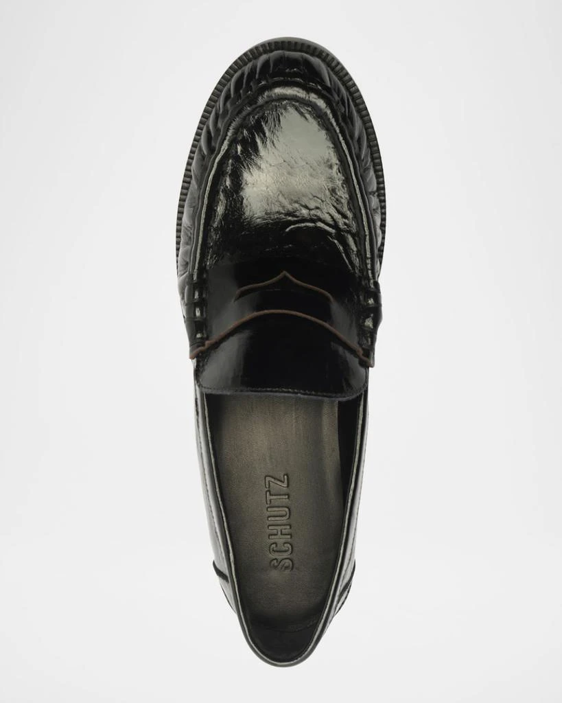 Schutz Tyche Shiny Leather Penny Loafers 4
