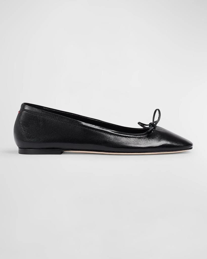 AEYDE Delfina Leather Bow Ballerina Flats