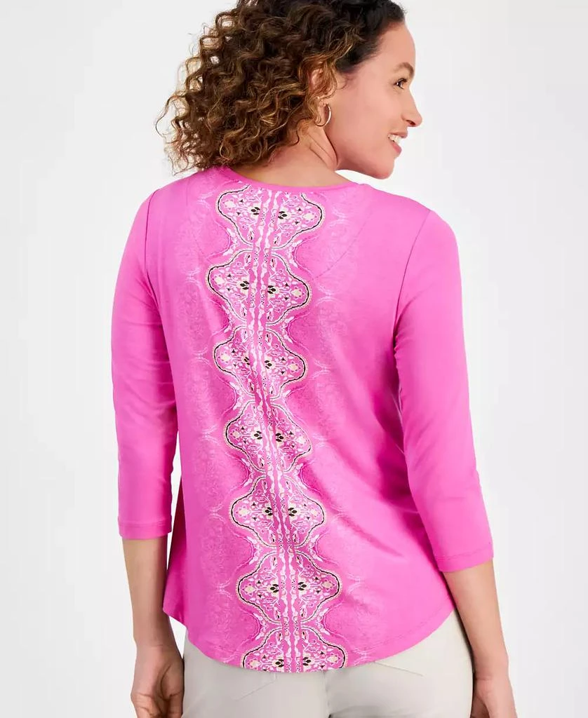 JM Collection Petite Lush Runner 3/4-Sleeve Top, Exclusively at Macy's 4