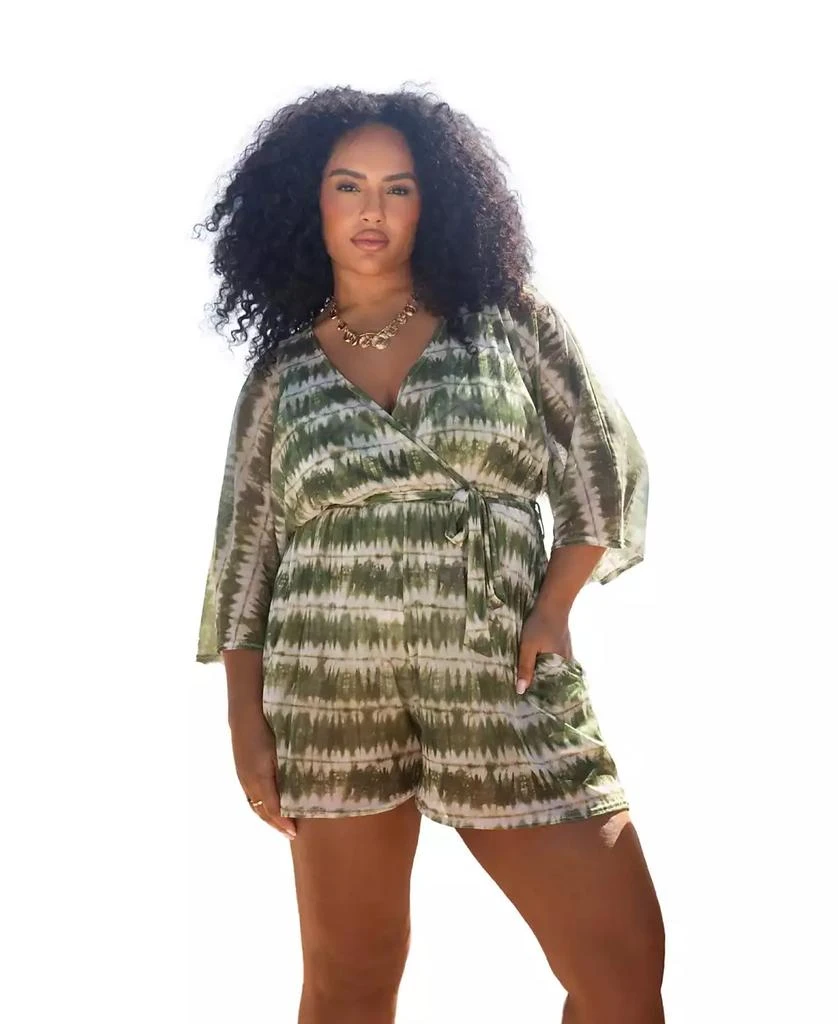 FASHION-SZN CURVE Women's Textured Resort Playsuit With Belt 1