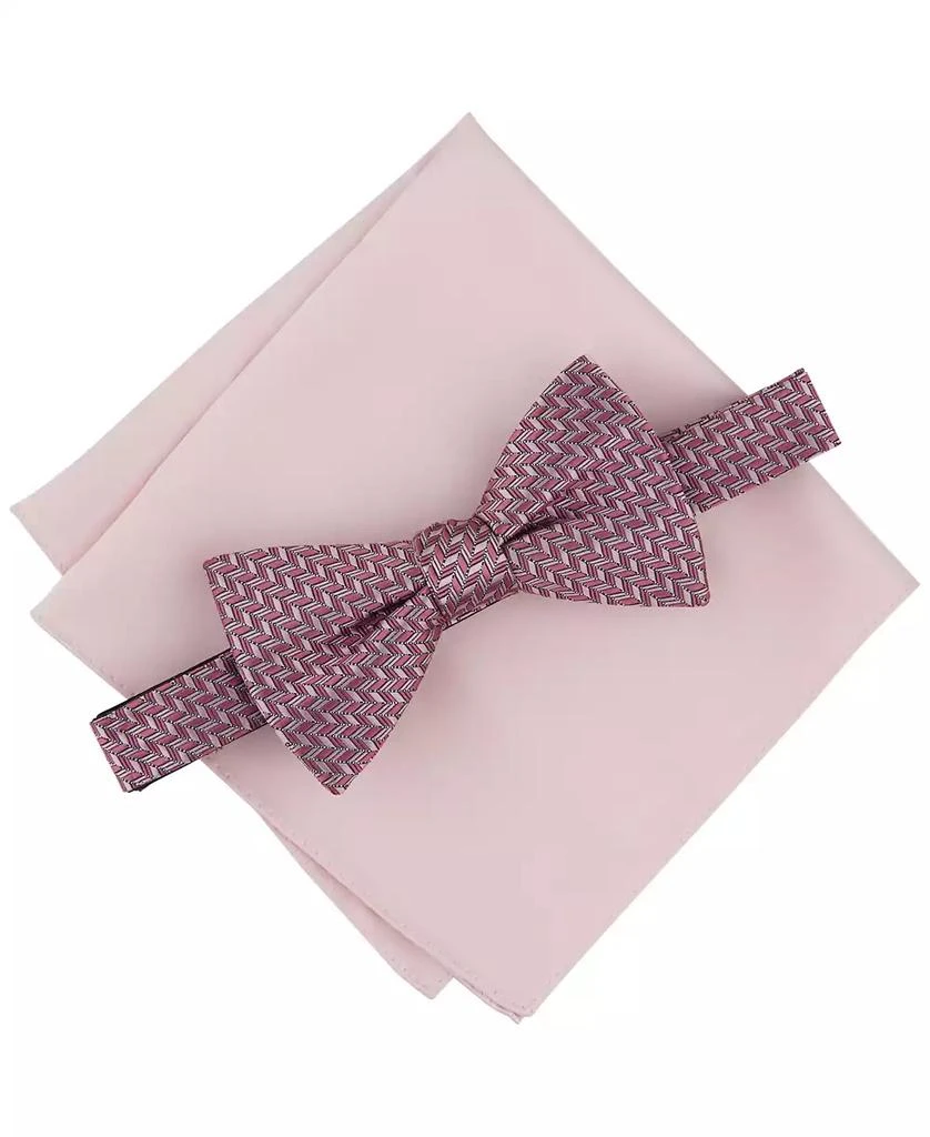 Alfani Men's Earl Mini-Chevron Bow Tie & Solid Pocket Square Set, Created for Macy's 1