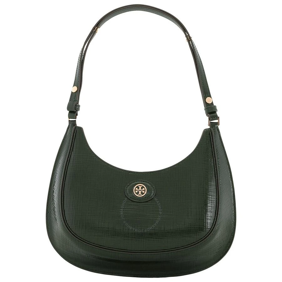 Tory Burch Evergreen Robinson Embossed Leather Crescent Bag 1