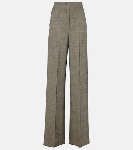Max Mara Cognac houndstooth wool-blend straight pants 1