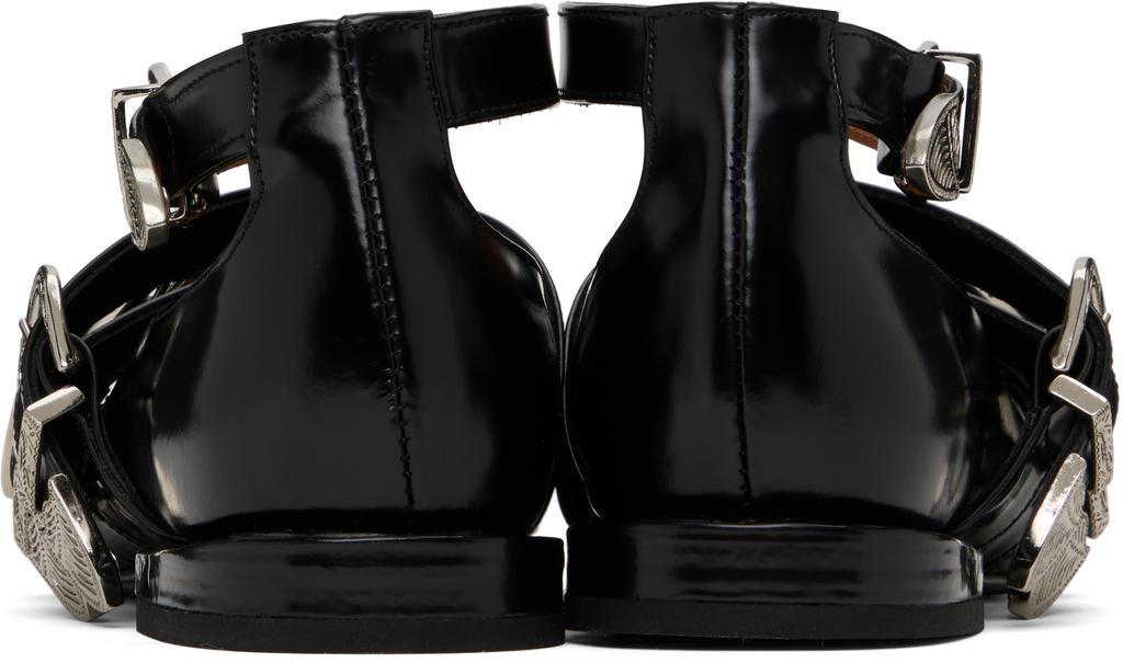 Shop Black Cross Strap Polido Ballerina Flats on Sale at