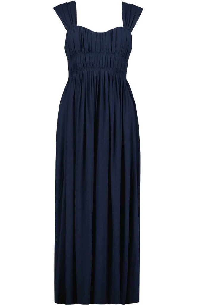 navy blue grecian style dress Style & Co Macys Navy Blue Jersey Knit Dress Gold Braid Trim Grecian Size M