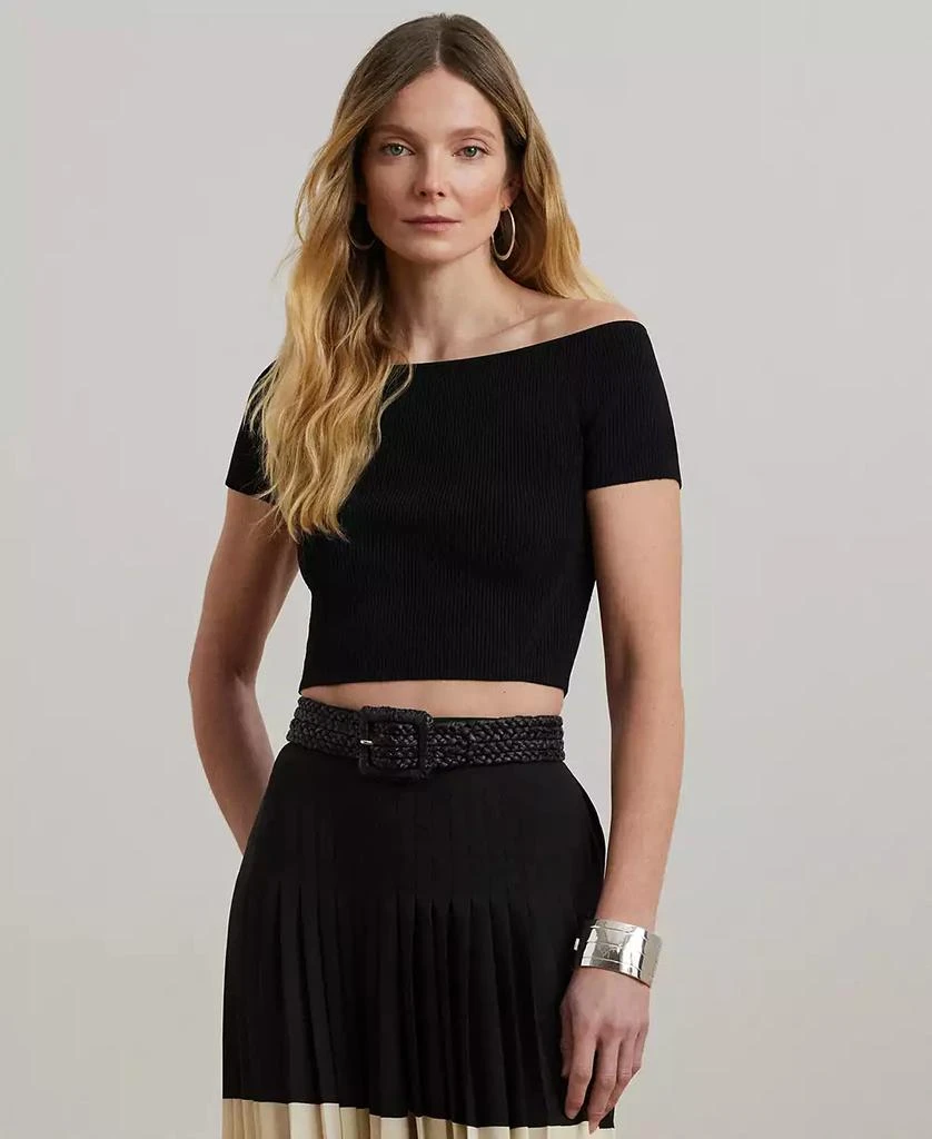 Ralph Lauren Women's Off-the-Shoulder Cropped Sweater 1