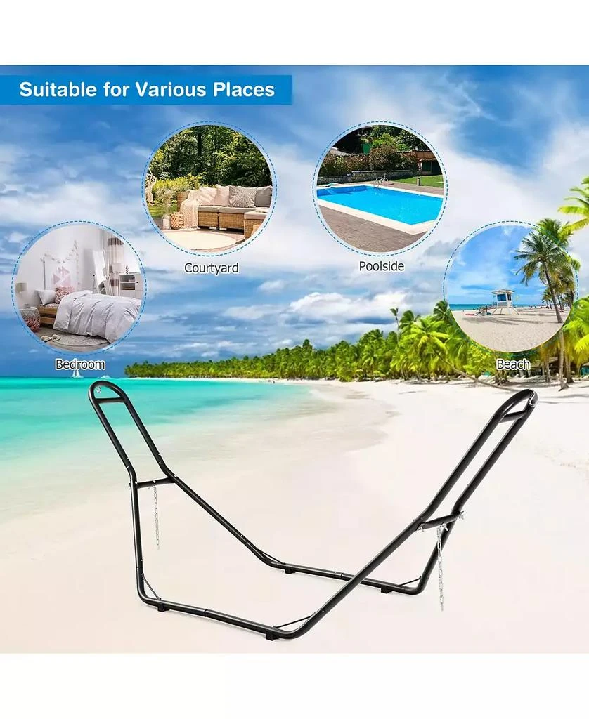 Gymax Hammock Stand Heavy Duty Steel Frame Hanging Hooks Indoor Outdoor 8
