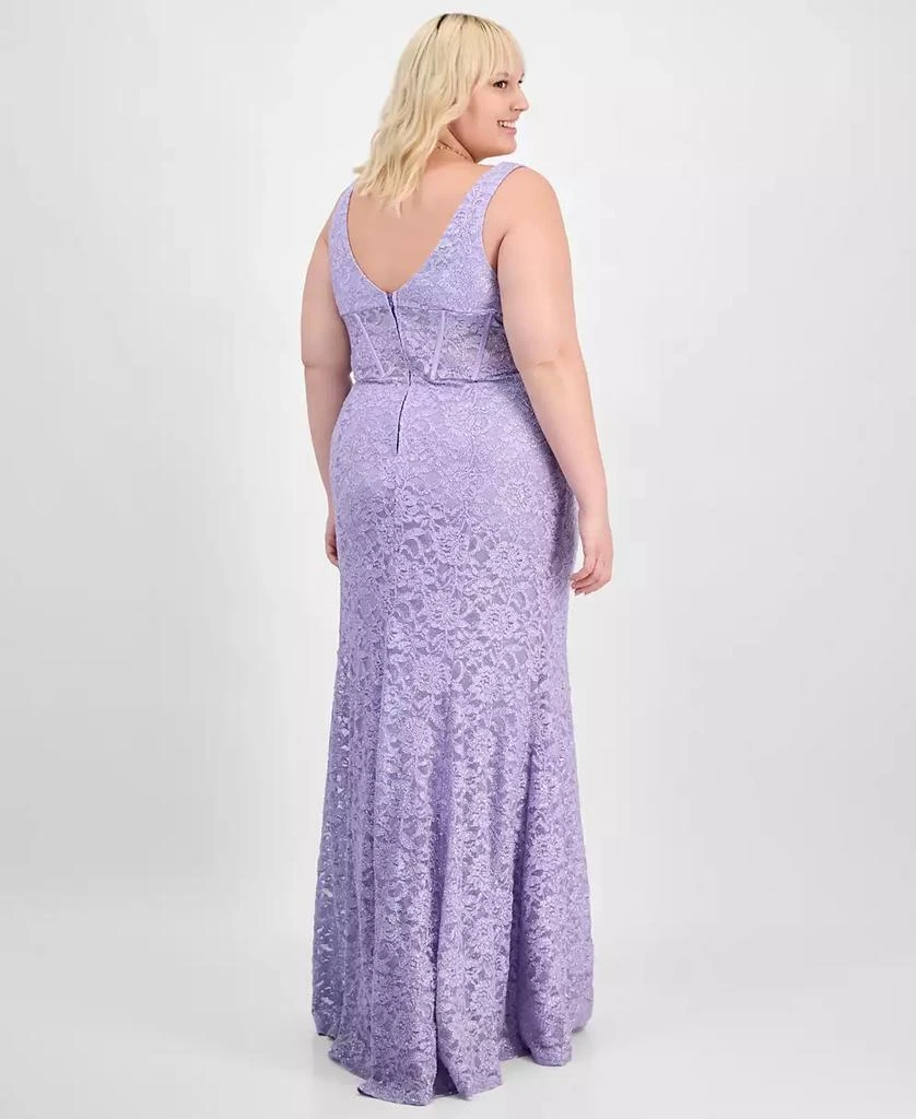 City Studios Trendy Plus Size Glitter Lace Gown 2
