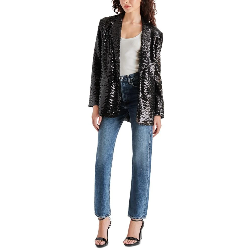 Steve Madden Women's Imann Sequined One-Button Blazer 4