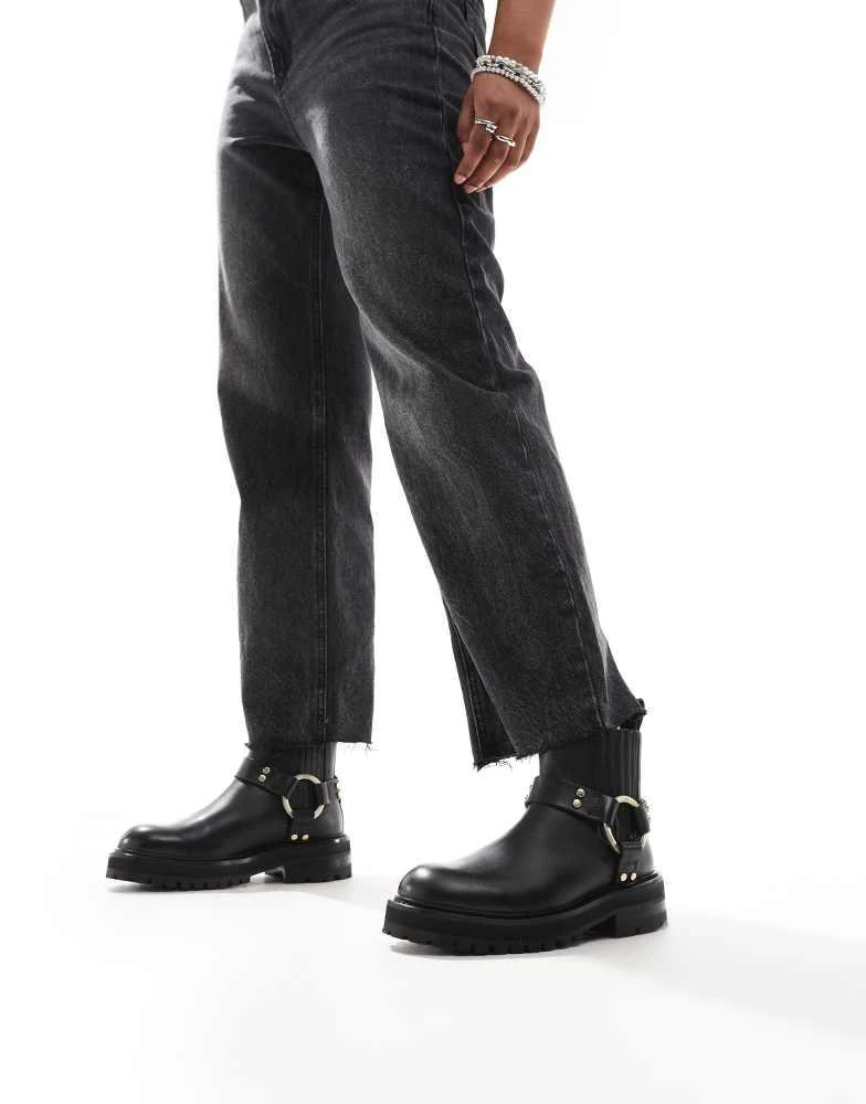 ALL SAINTS AllSaints Maddie leather harness biker boots in black 3