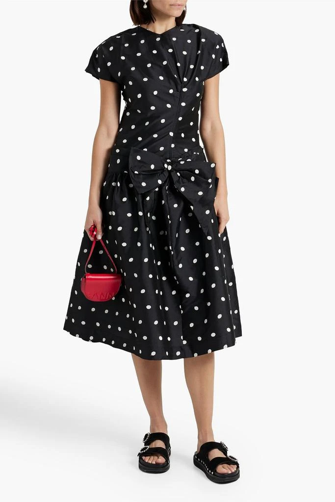 BATSHEVA Buffy bow-embellished polka-dot taffeta midi dress 2