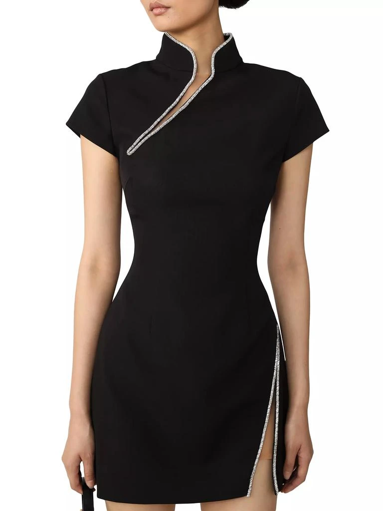SAU LEE Ingrid Crystal-Embellished Crepe Minidress 5