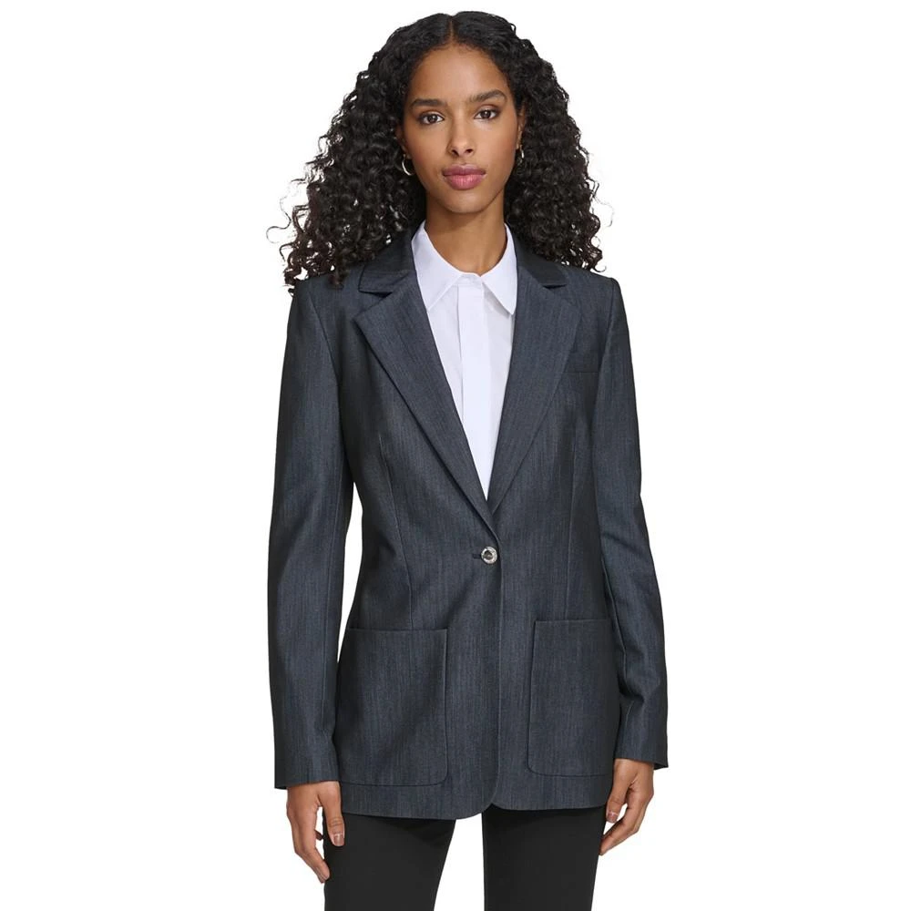 Calvin Klein Women's One-Button Notched-Collar Blazer 1