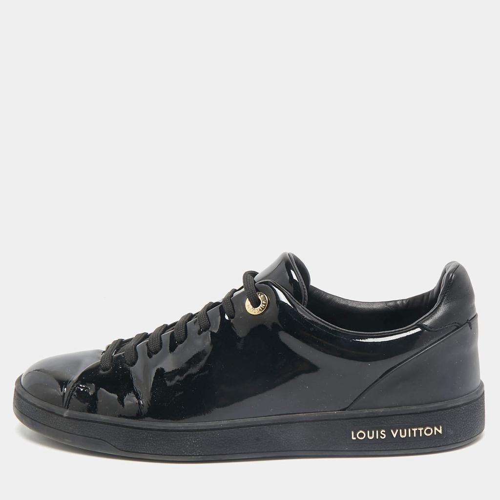 Louis Vuitton Louis Vuitton Black Patent Leather Frontrow Low Top Sneakers Size 38