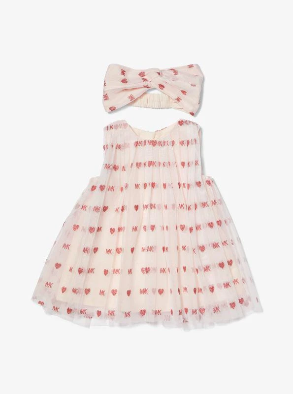 Michael Kors Embellished Logo Tulle Dress and Headband Baby Set 1