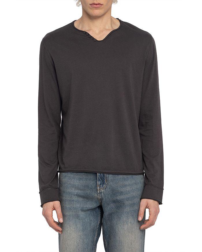 ZADIG & VOLTAIRE Monastir Long Sleeve Split Collar Tee