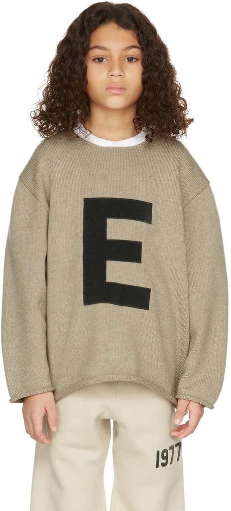 Essentials Kids Beige Big E Sweater 2