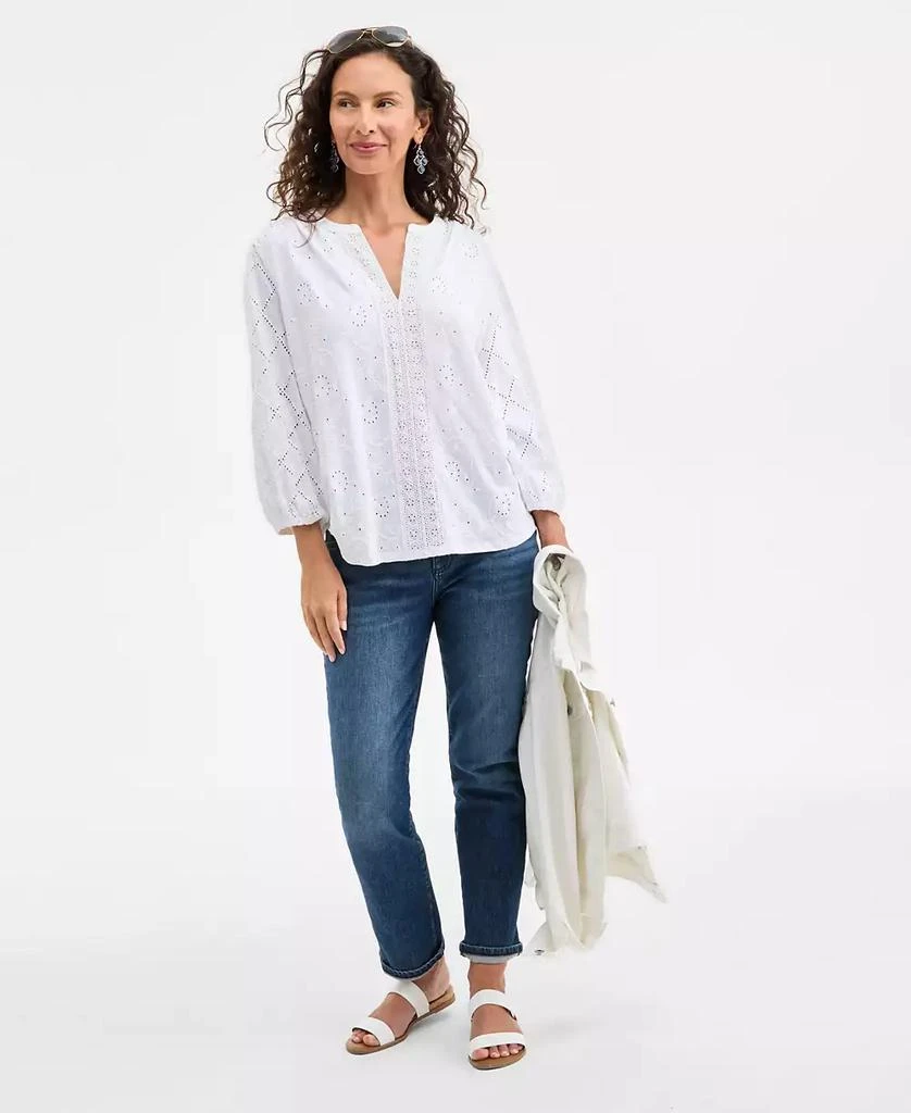 Style & Co Women's Split-Neck Eyelet-Embroidered Top, Exclusively at Macy's 2