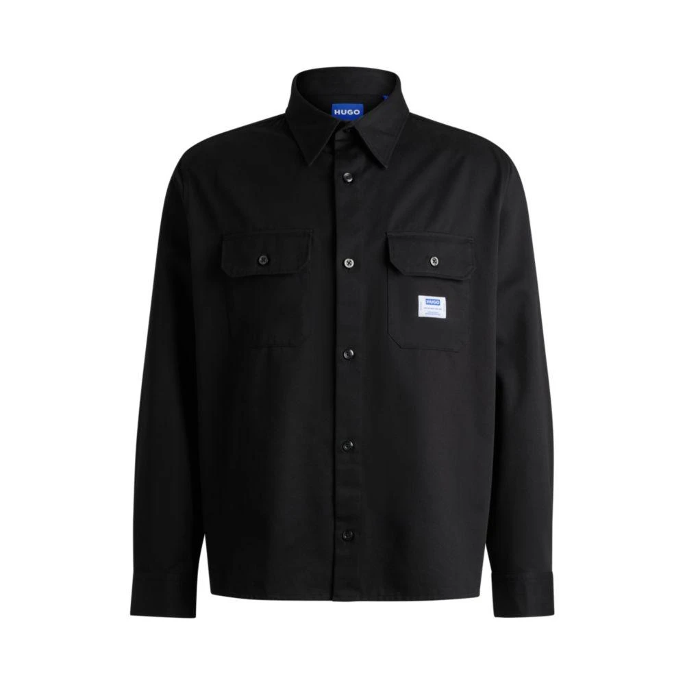 Hugo Boss Cotton-twill shirt with logo label 1