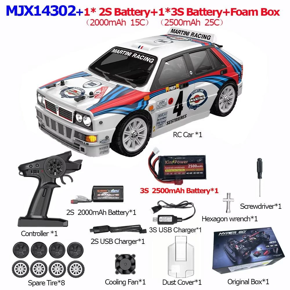 JIUSI MJX 14302 1/14 Scale 4WD Brushless High-Speed RC Off-Road Car - 55 Km/H Remote Control Hobby Truck - 2 Batteries