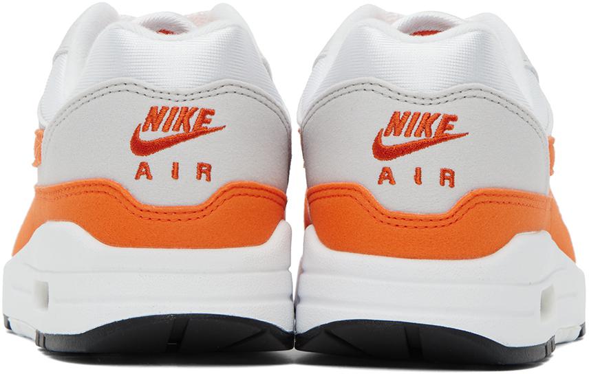 NIKE White & Orange Air Max 1 '87 Sneakers