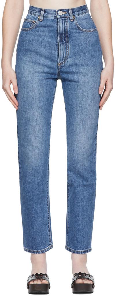 デニム・ジーパン Alaia Highwaist jeans Blue Alaïa Blue High-Waist Straight Jeans - Pants - Save Extra 10