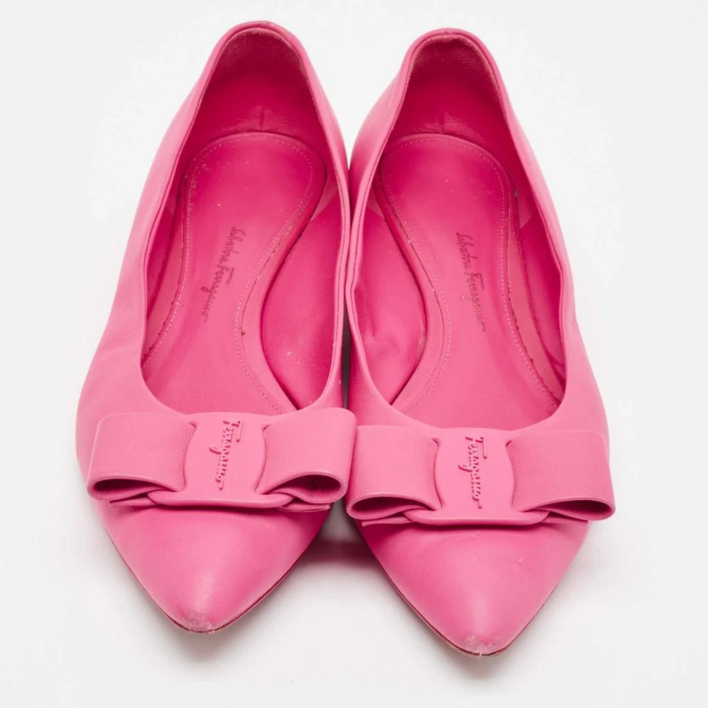 Salvatore Ferragamo Salvatore Ferragamo Pink Leather Viva Bow Ballet Flats Size 40 3