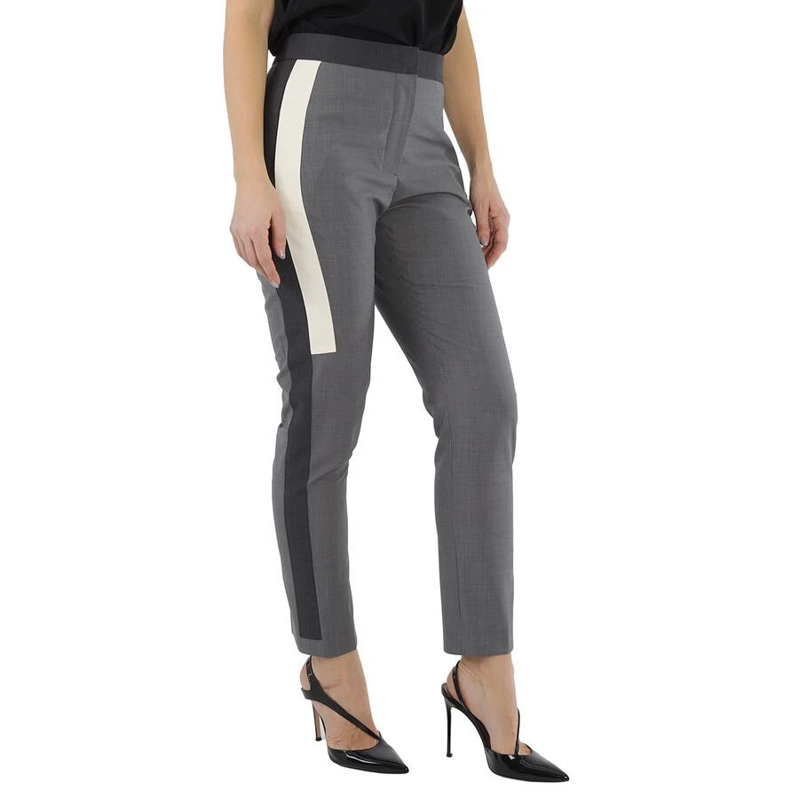 Burberry Contrast Stripe Crop Wool Trousers In Grey 2
