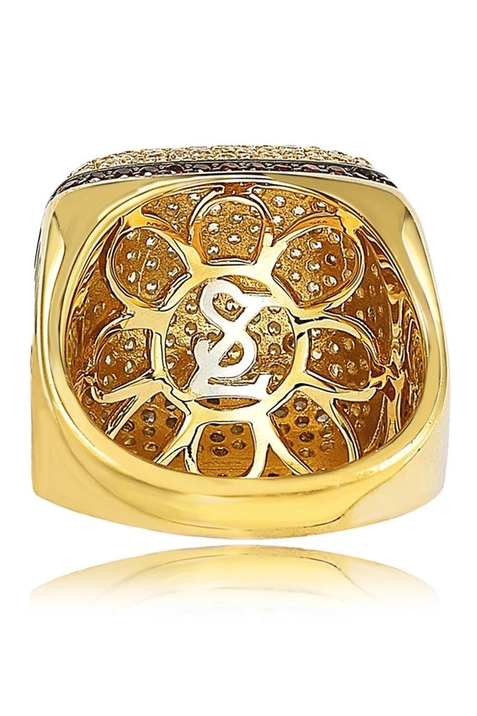 Suzy Levian 14K Yellow Gold Plated Sterling Silver Pavé CZ Square Ring 2