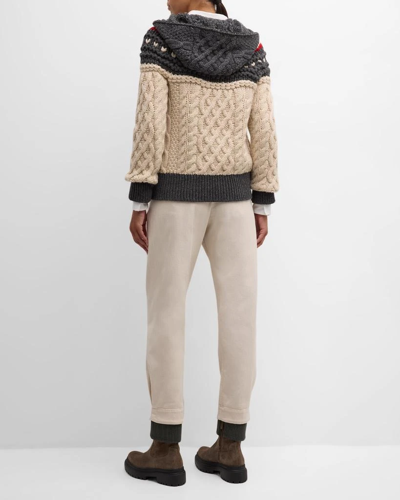 Brunello Cucinelli Pleated Straight-Leg Ankle Cotton Pants With Monili Belt Loop 4
