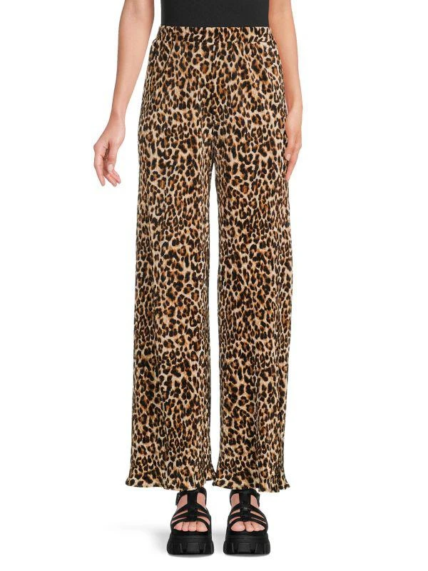 Renee C. Plissé Leopard Print Pants 1