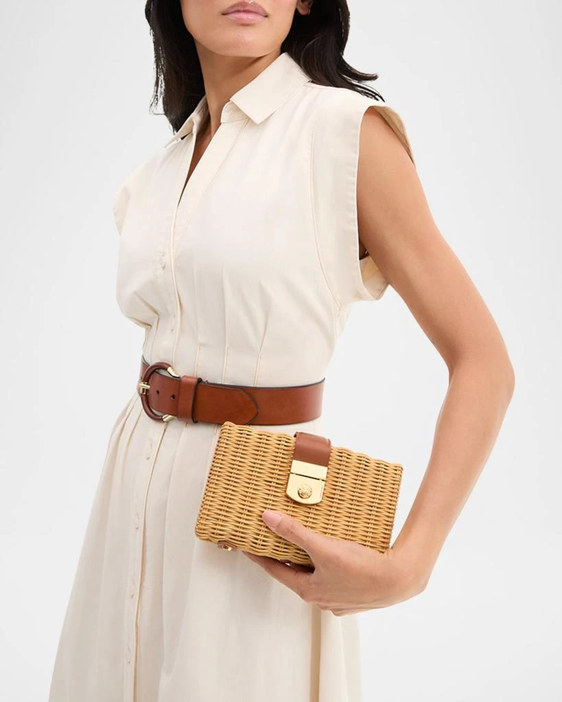 VERONICA BEARD Lock Box Rattan Clutch Bag 6