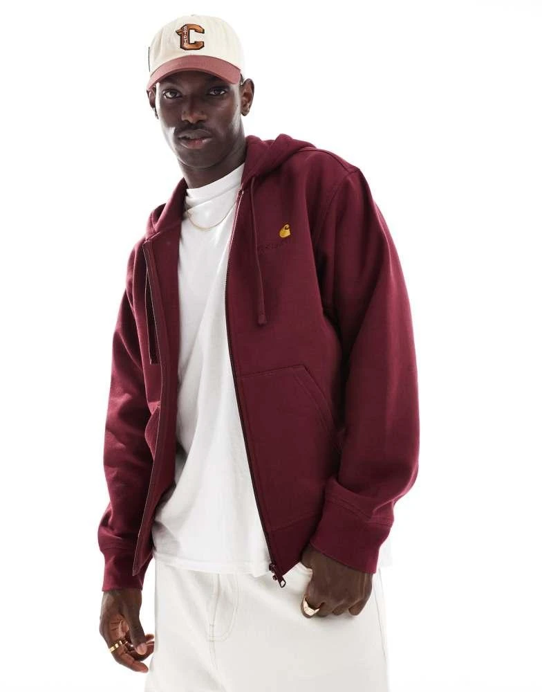 Carhartt WIP Carhartt WIP american script zip hoodie in red 1