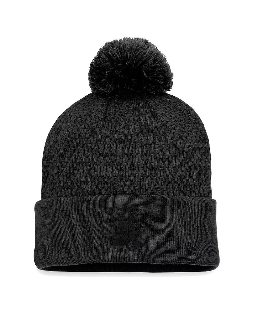 Fanatics Women's Black Arizona Coyotes Authentic Pro Road Cuffed Knit Hat with Pom 1