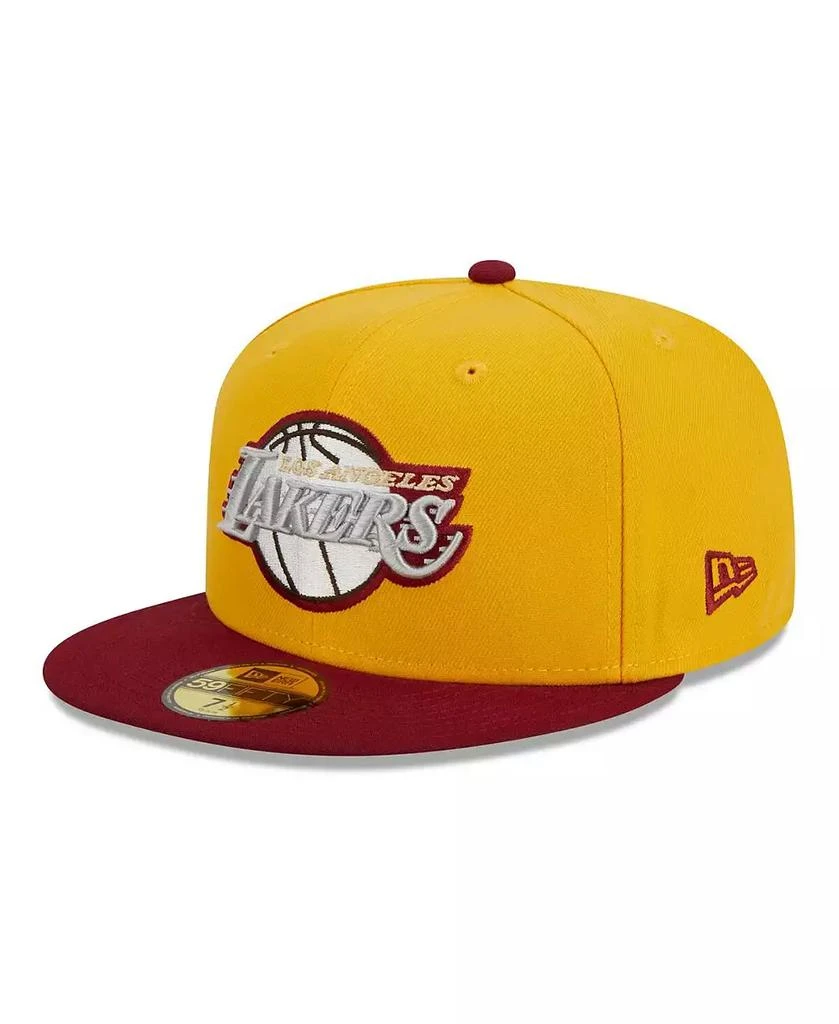 New Era Men's Yellow, Red Los Angeles Lakers Fall Leaves 2-Tone 59FIFTY Fitted Hat 1