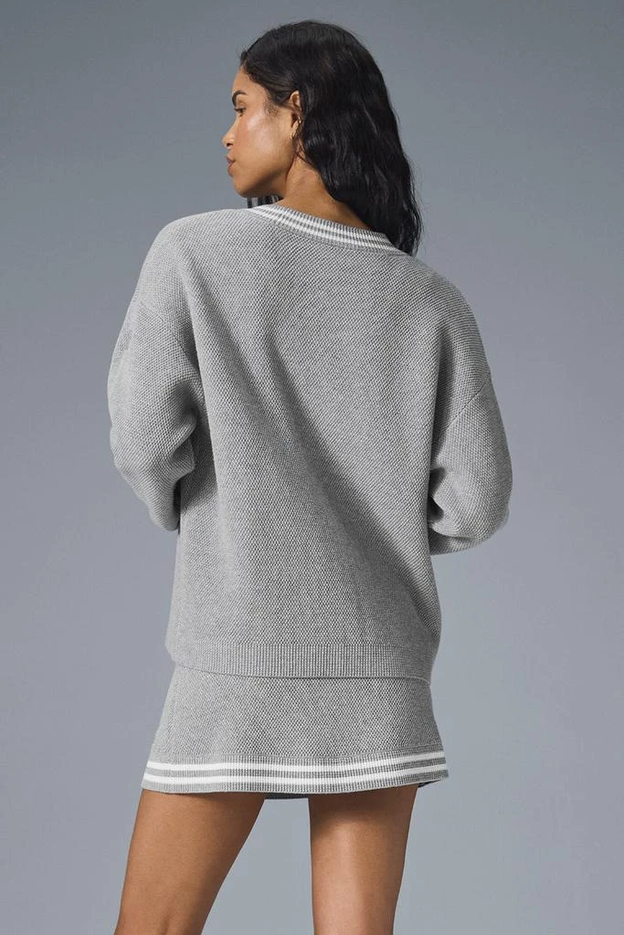 Alo Tennis Club Sweater Knit Cardigan - Athletic Heather Grey/White 2