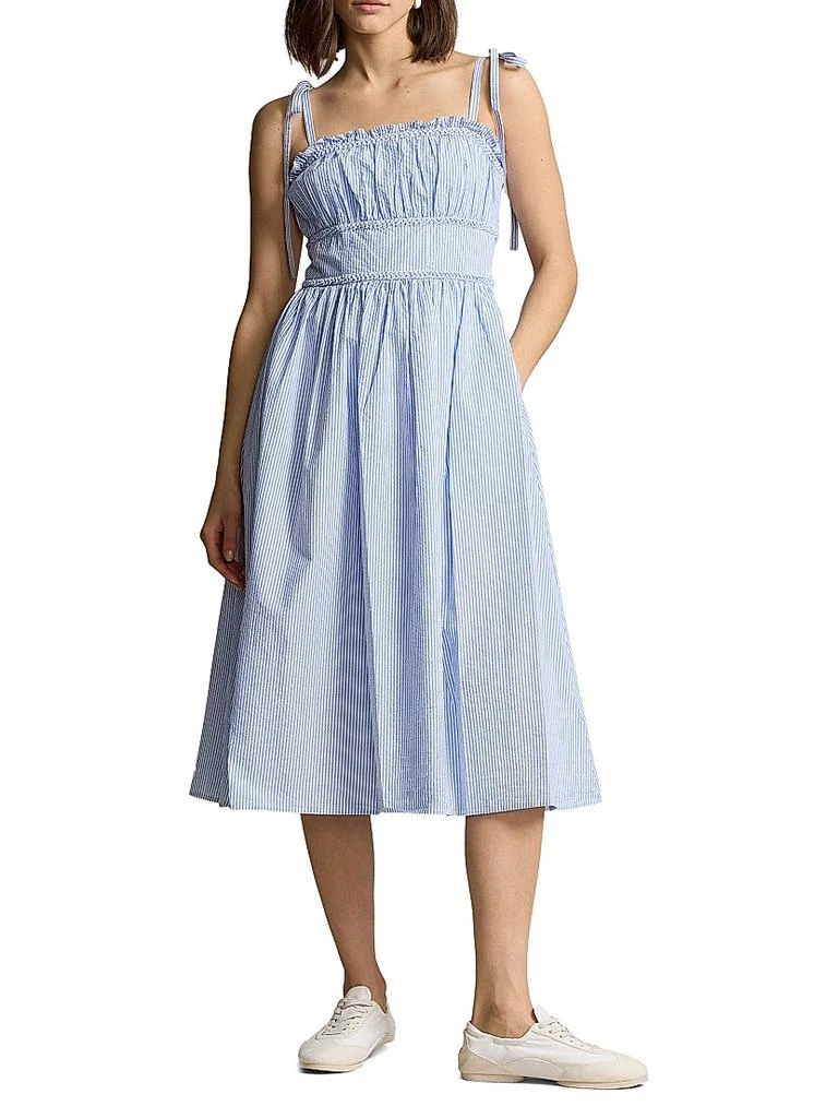 Ralph Lauren Cotton Seersucker Fit-And-Flare Dress 1