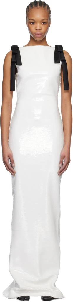 Mônot White Bows Sequins Maxi Dress 1