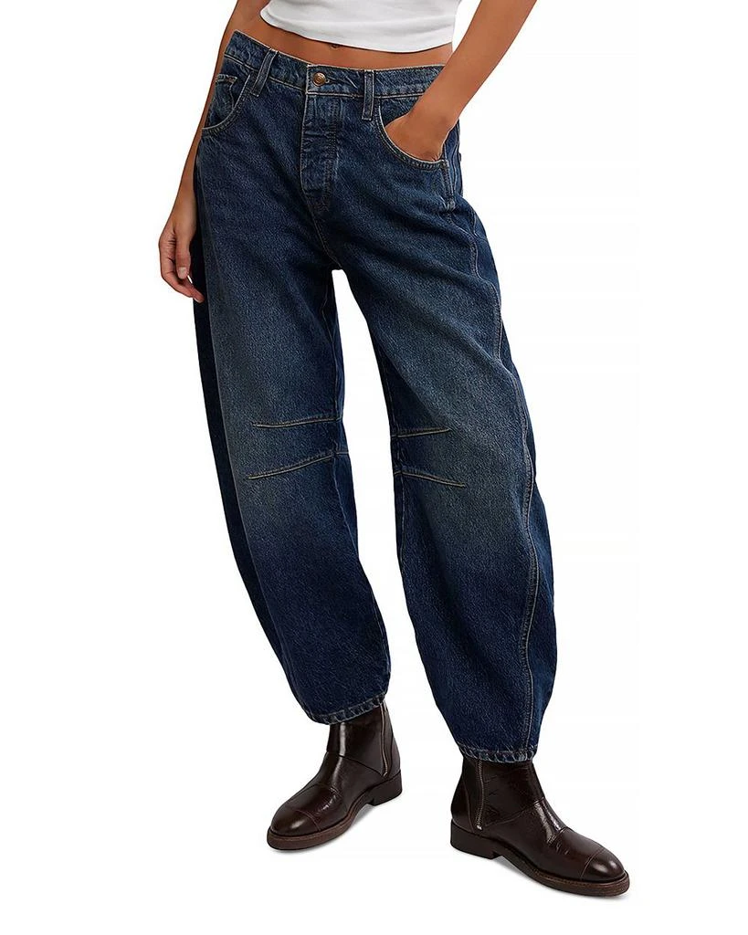 Free People We The Free Good Luck Mid Rise Barrel Jeans in Deep End 1