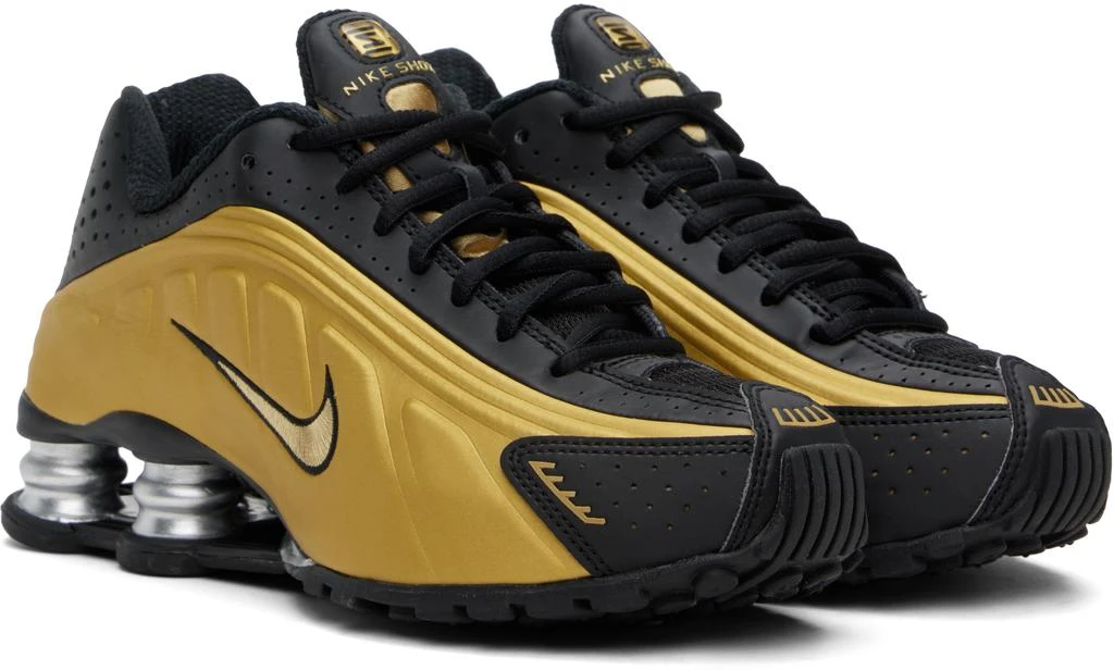 NIKE Black & Gold Shox R4 Sneakers 4