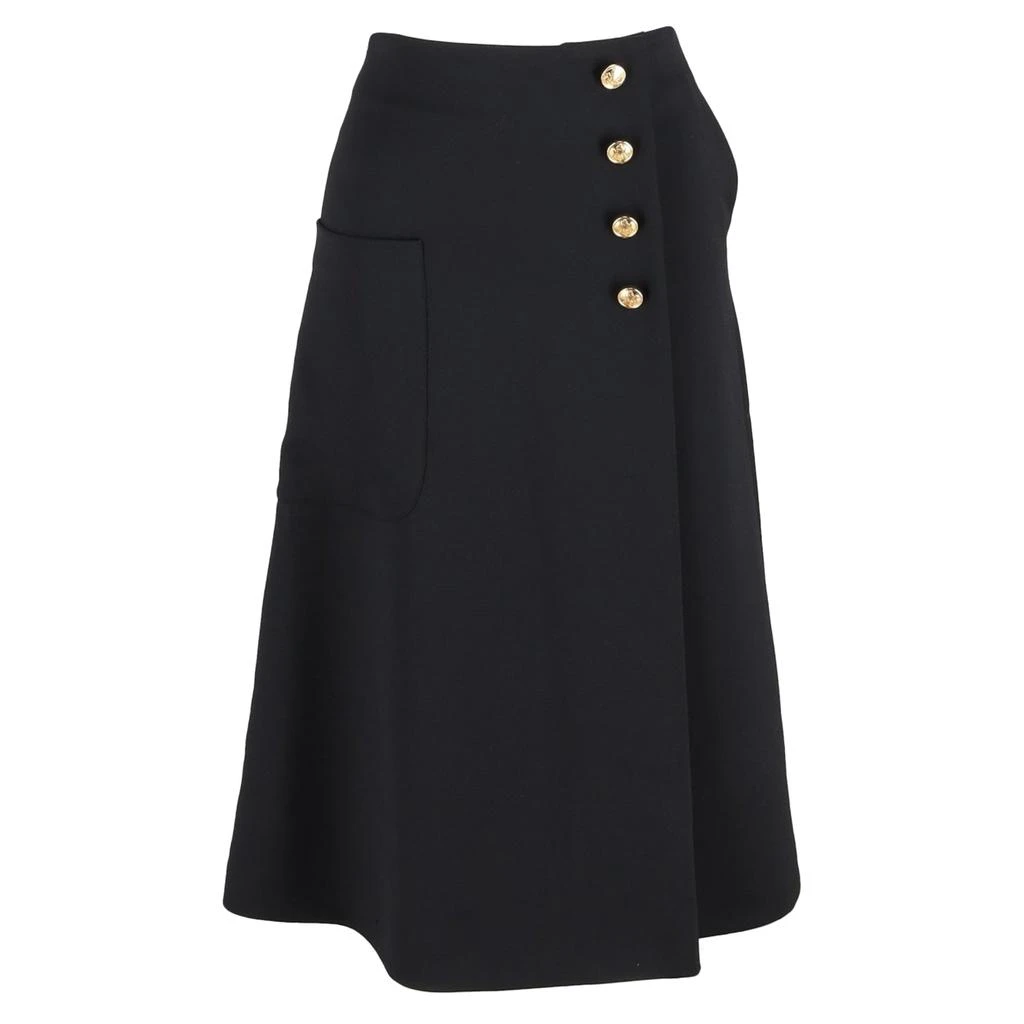 Mulberry Buttoned Midi Skirt in Black Polyester 1