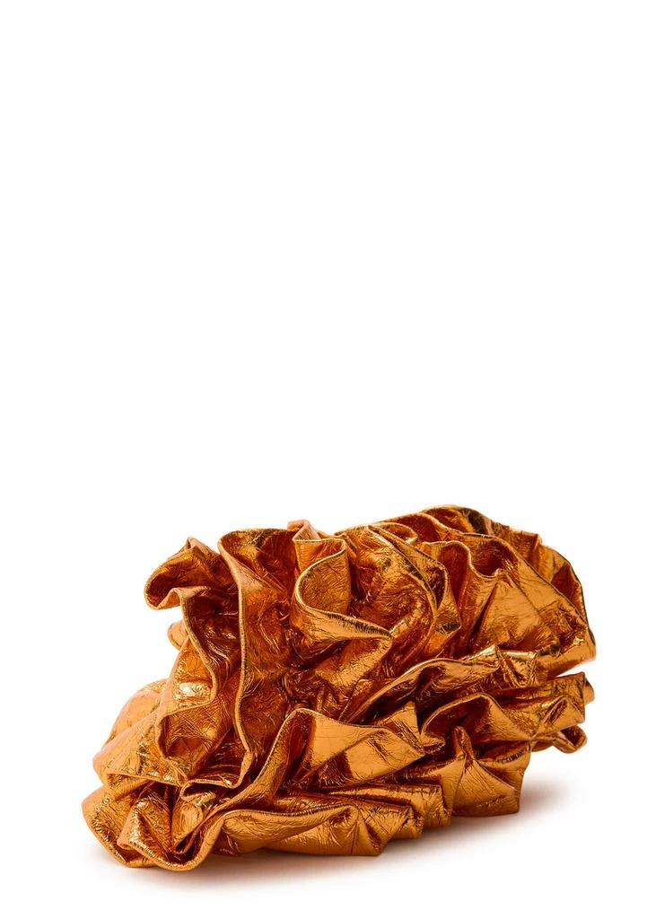 Dries Van Noten Ruffled crinkled metallic leather clutch 2