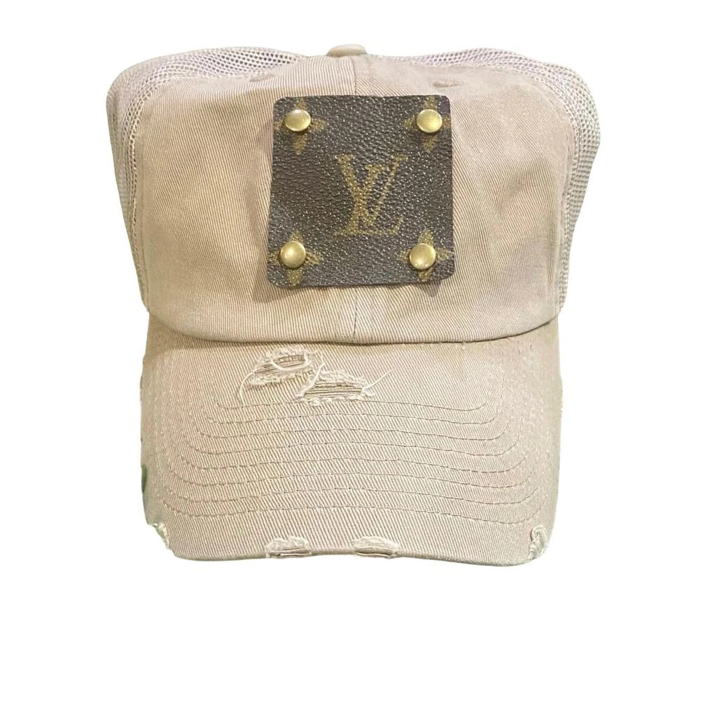 Zippity Do Dah Distressed Trucker Cap with Upcycled LV Patch 1