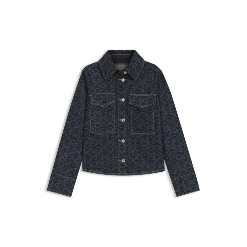 Hugo Boss Rigid-denim jacket with monogram laser print